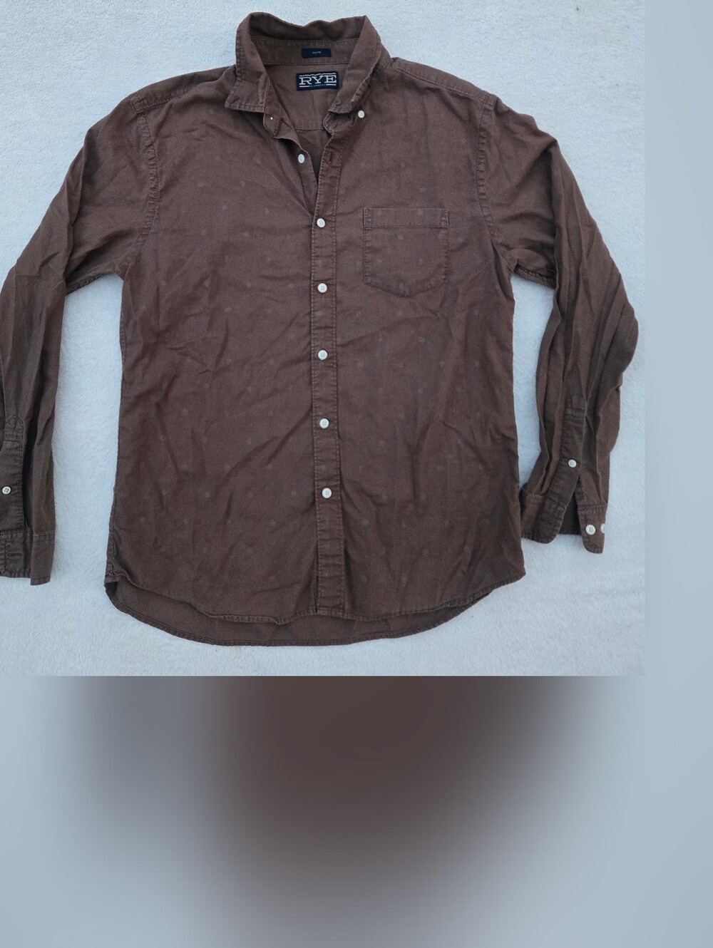 Hawker RYE Men's Brown Long-Sleeve 100% Cotton Button-Up Shirt Sz S